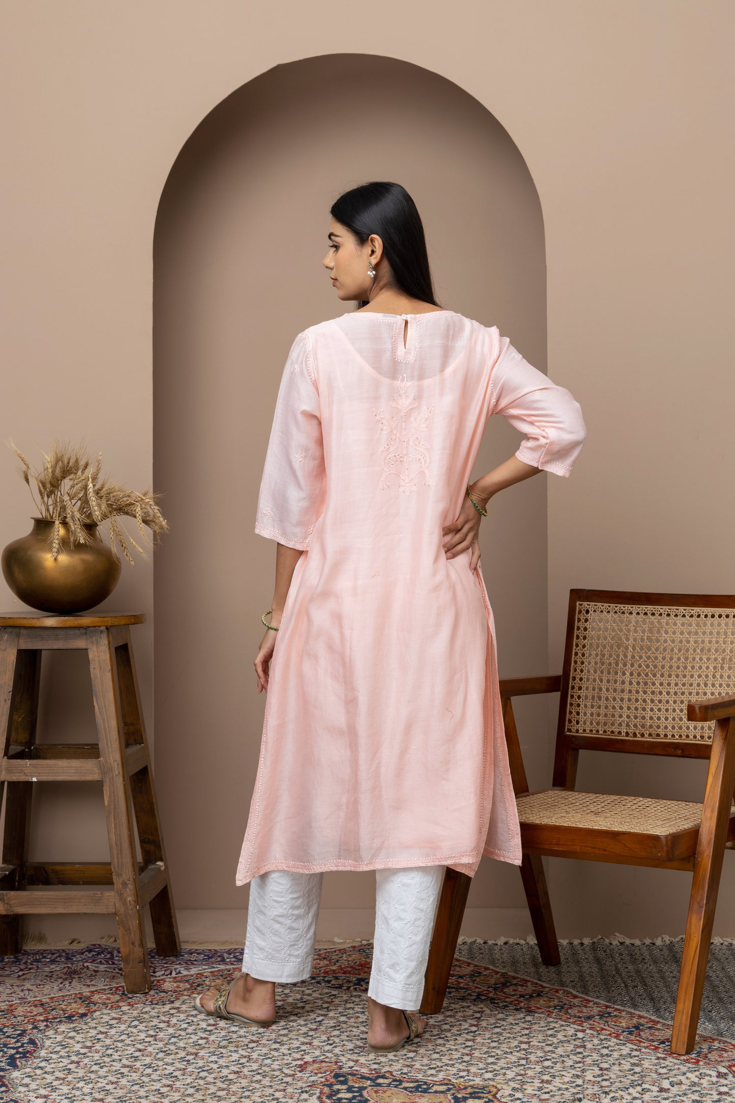 Blush Pink Chikankari Kurti in Soft Fabric