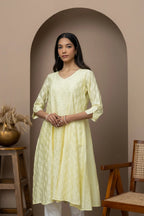 Peach Chikankari Cotton Kurti | Elegant Hand Embroidered Lucknowi Wear