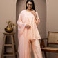 Peach Chanderi silk kurti+pant