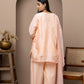 Peach Chanderi silk kurti+pant
