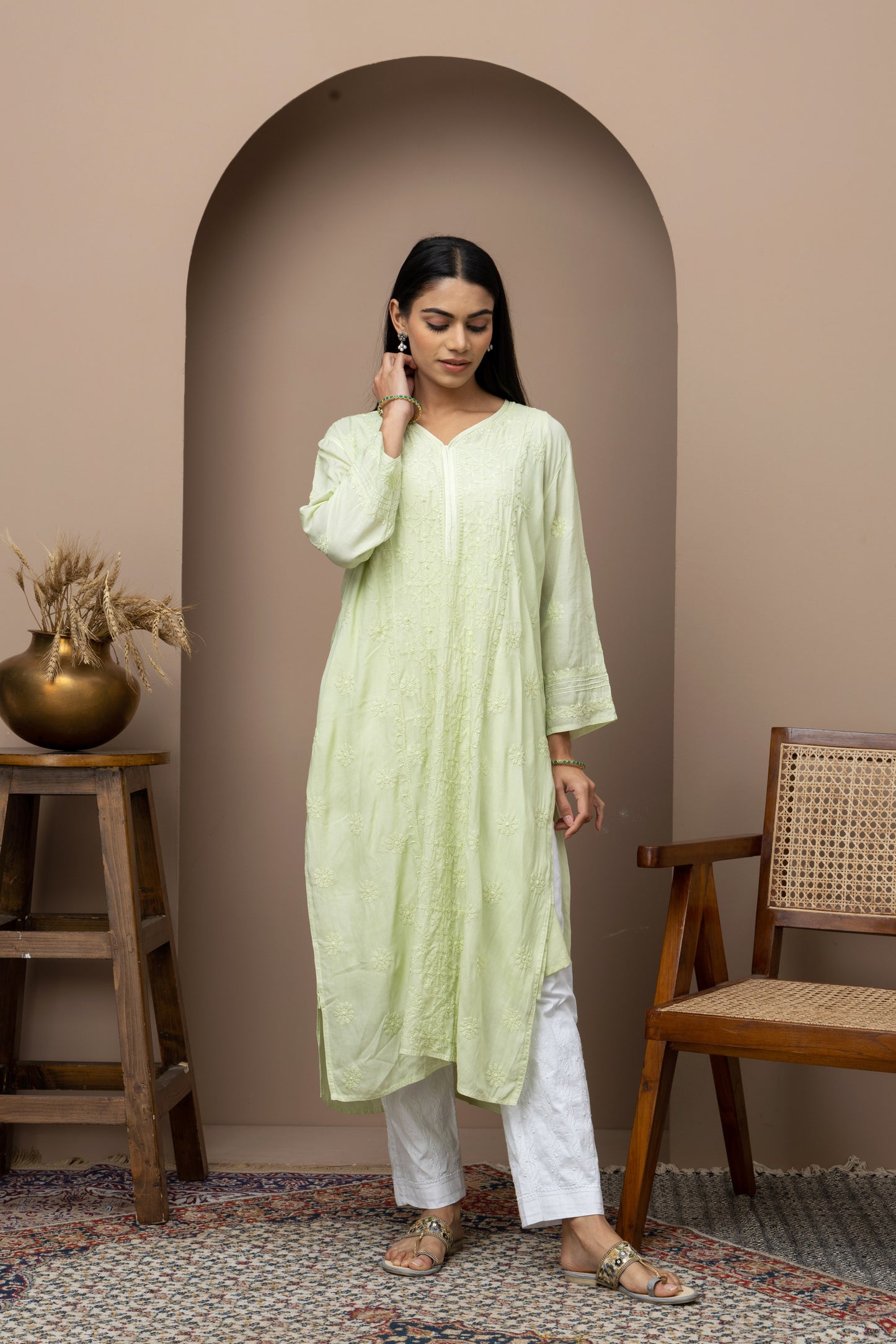 Green Mul Cotton Kurti