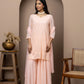 georgette peeach  sharara dress+mukaish work+chikankari