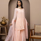 georgette peeach  sharara dress+mukaish work+chikankari