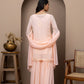 georgette peeach  sharara dress+mukaish work+chikankari