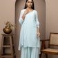 Georget blue fullsuit+mukaish+chikankari