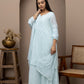 Georget blue fullsuit+mukaish+chikankari