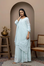 Elegant Georgette Stitched Sharara Dress
