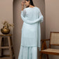 Georget blue fullsuit+mukaish+chikankari