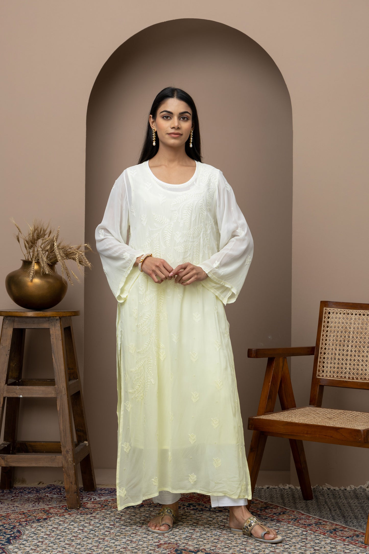 Lemon Yellow Georgette Ombre Kurti