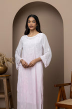 Baby Pink Georgette Ombre Kurti with Slip