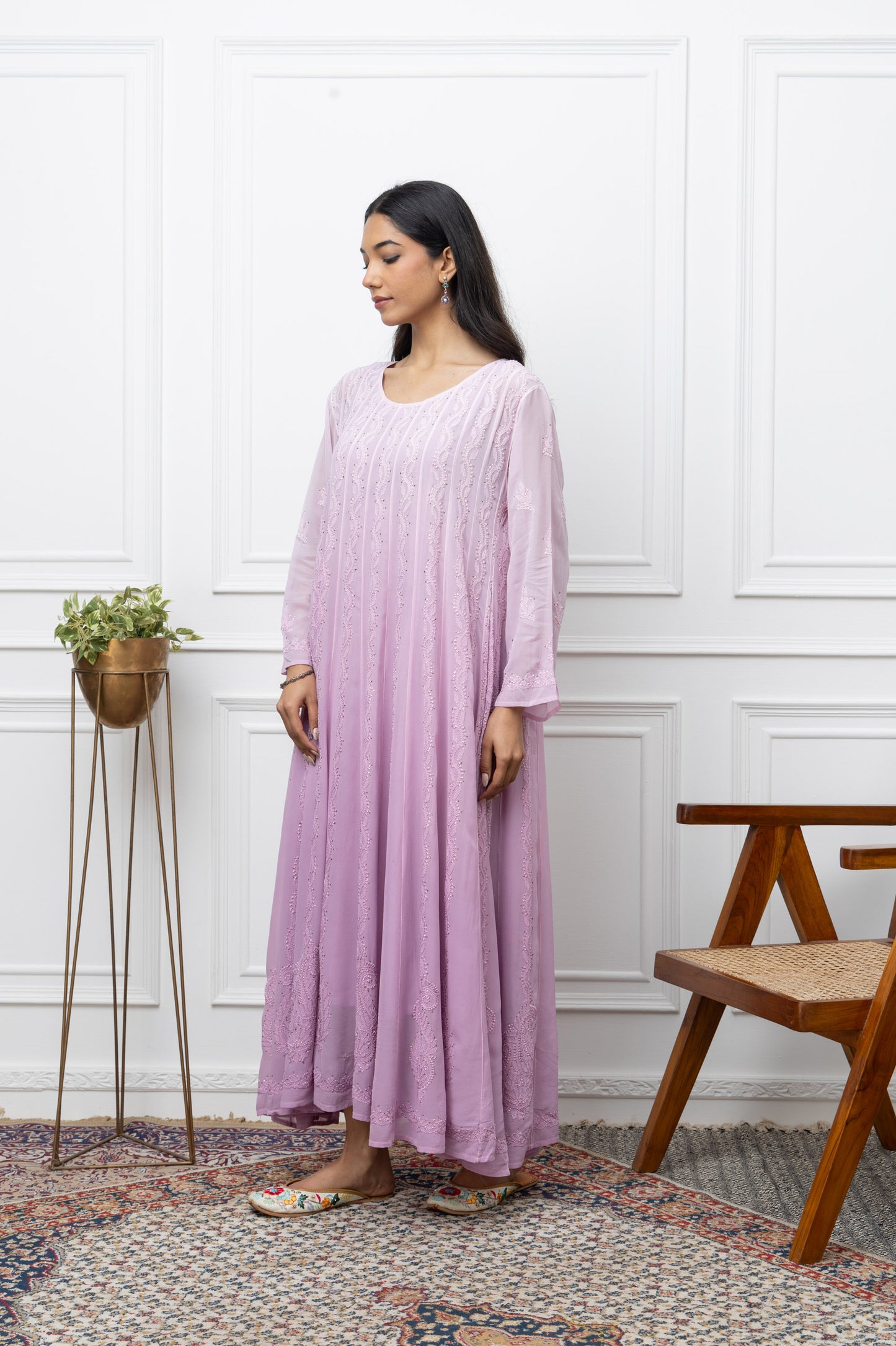Lilacombre+georgette anarkalli