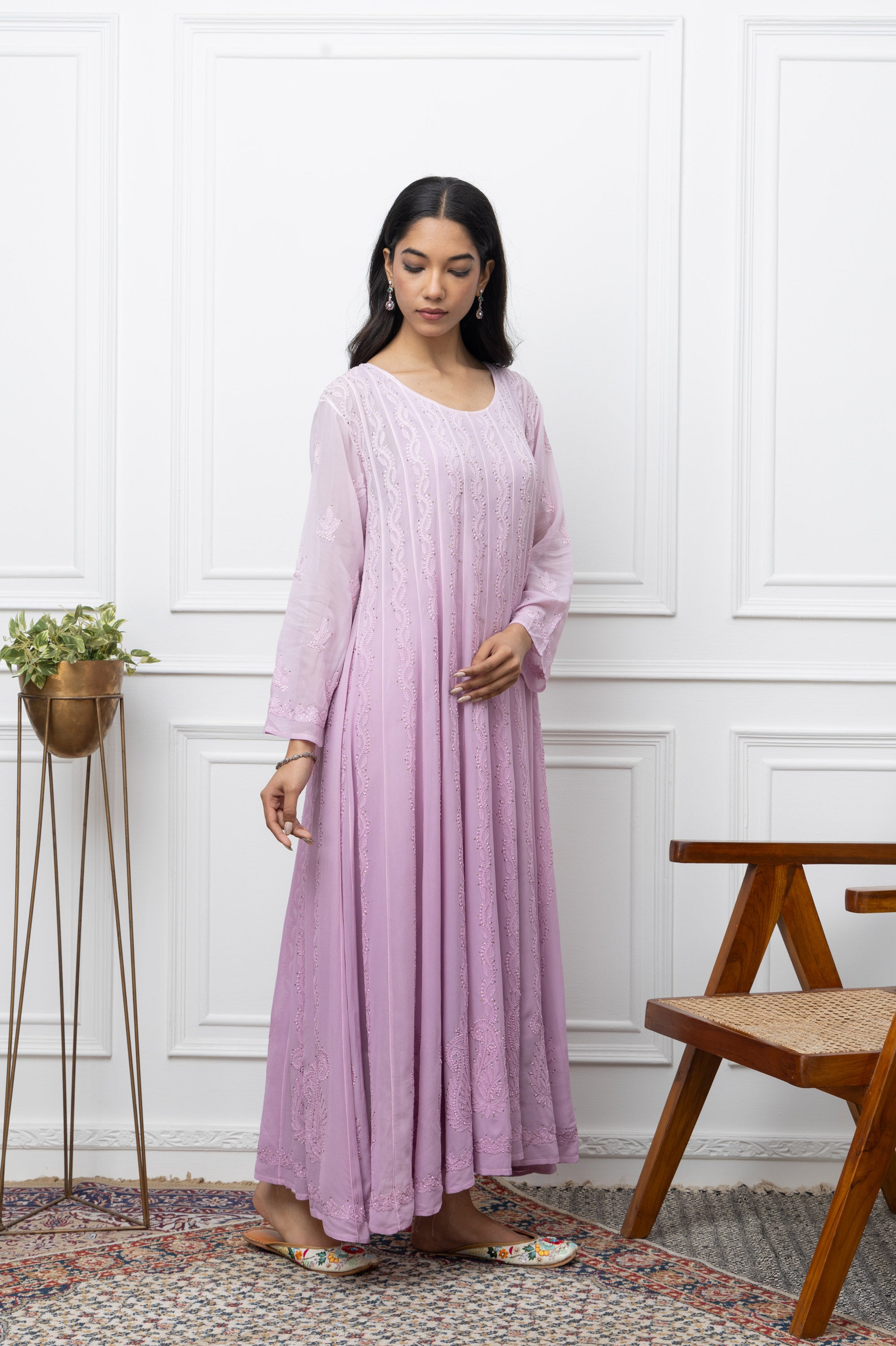 Lilac Ombre Georgette Anarkali – Graceful Flow