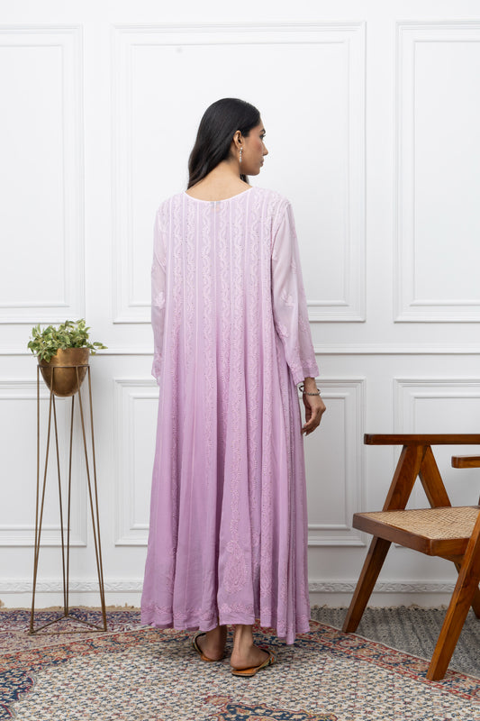 Lilac Ombre Georgette Anarkali – Graceful Flow
