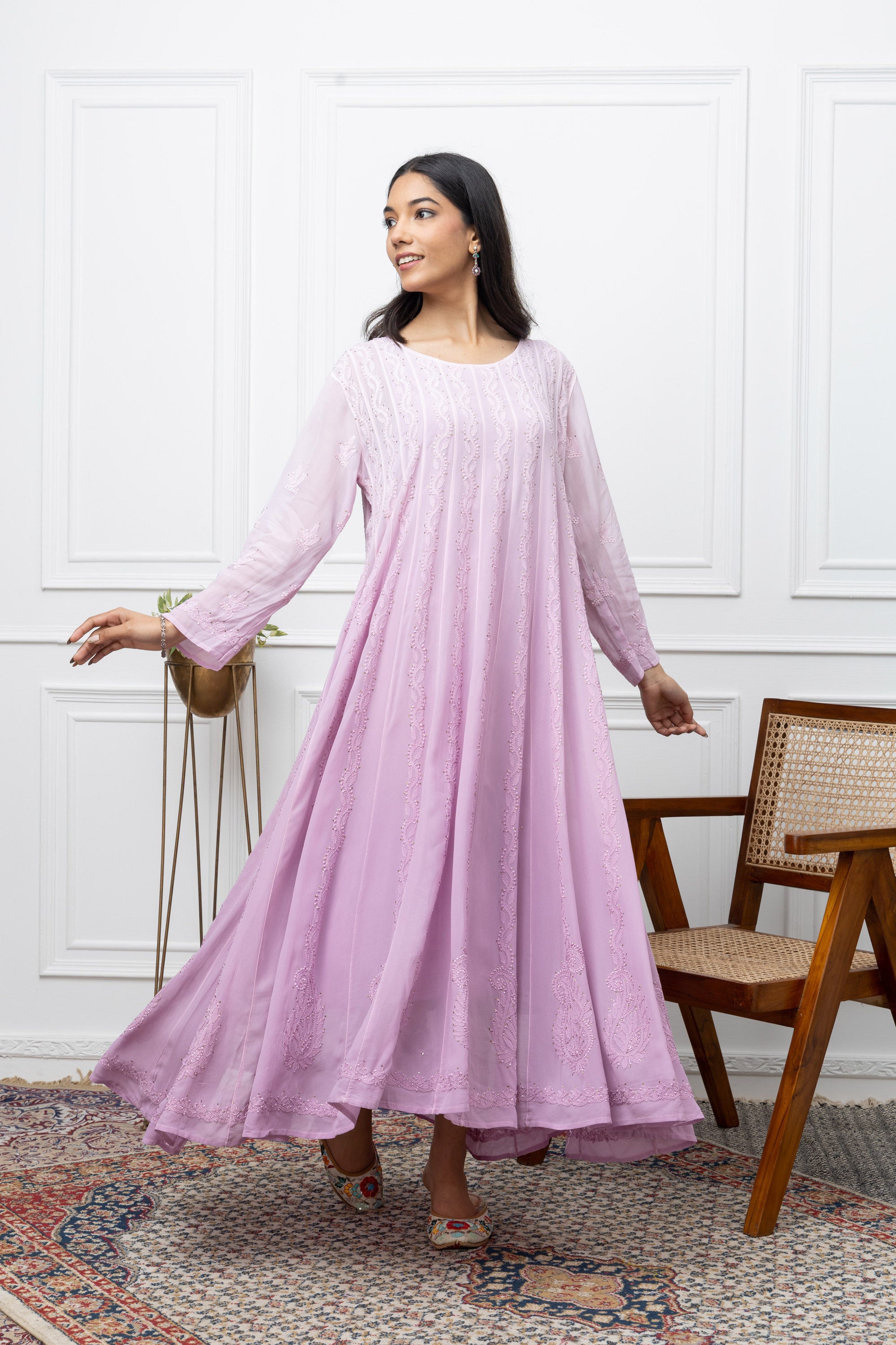 Lilac Ombre Georgette Anarkali – Graceful Flow