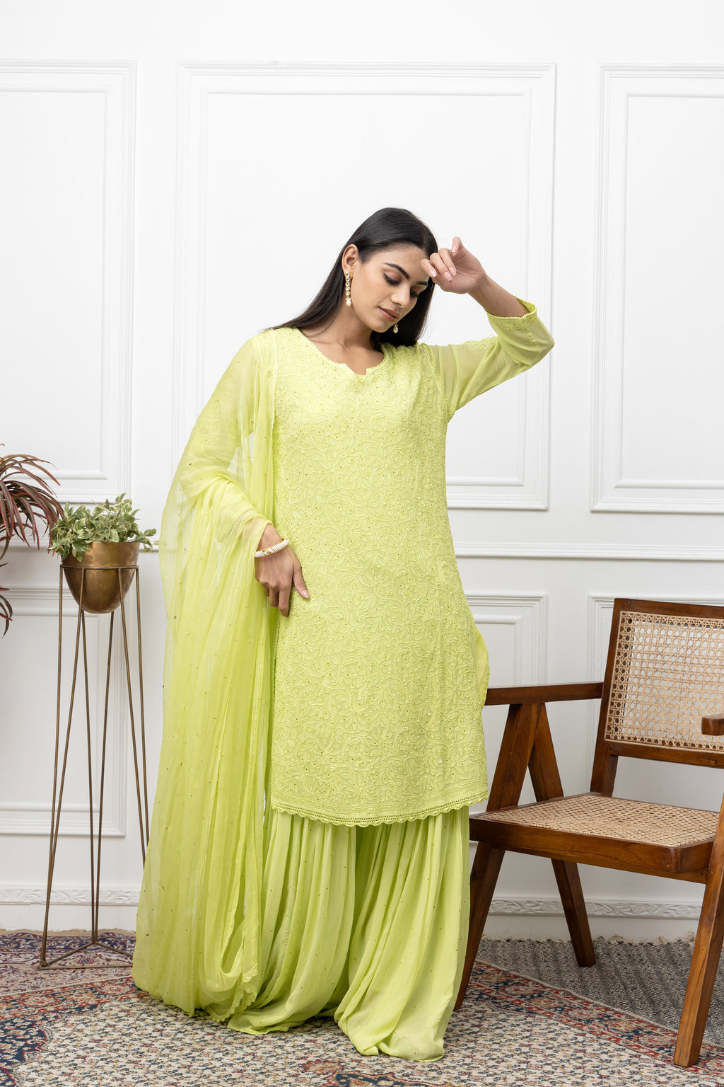 Elegant Georgette Stitched Sharara Dress
