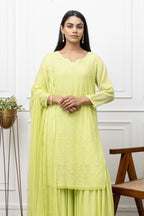 Elegant Georgette Stitched Sharara Dress
