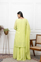 Elegant Georgette Stitched Sharara Dress
