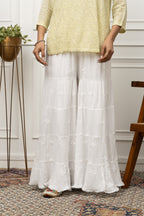 Noor Tiered Sharara – Available With Gota & Without Gota | White Embroidered