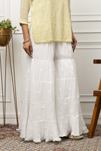 Noor Tiered Sharara – Available With Gota & Without Gota | White Embroidered