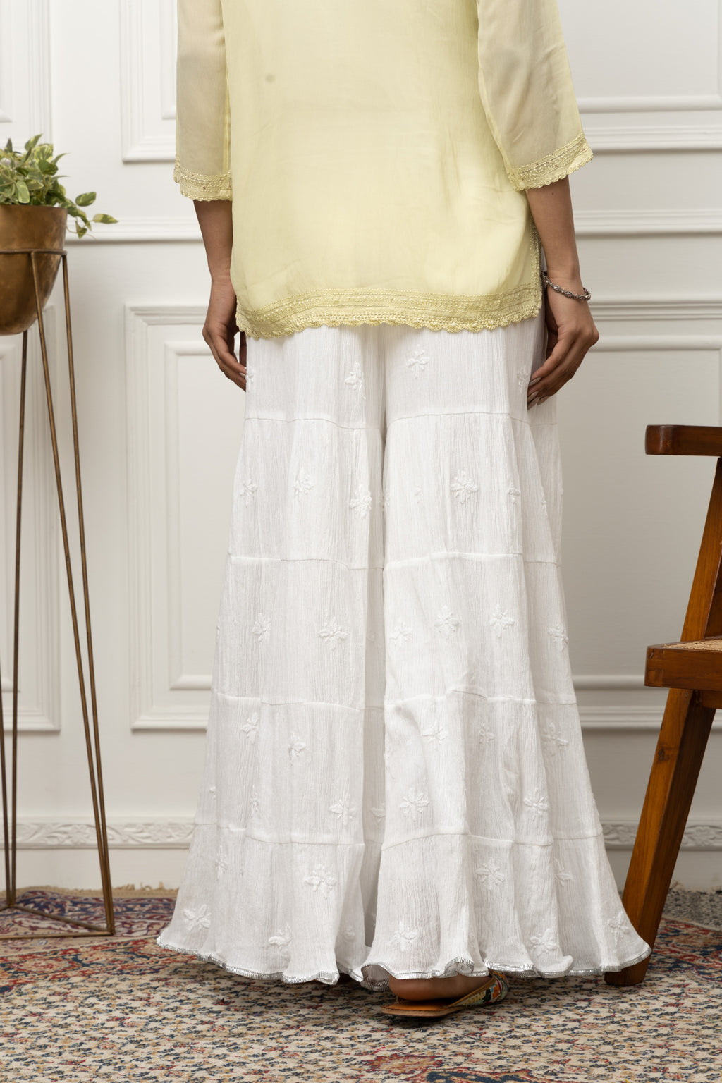 Noor Tiered Sharara – Available With Gota & Without Gota | White Embroidered