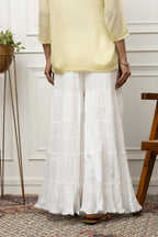 Noor Tiered Sharara – Available With Gota & Without Gota | White Embroidered