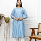 Blue chanderi silk kurti+chikankari 44