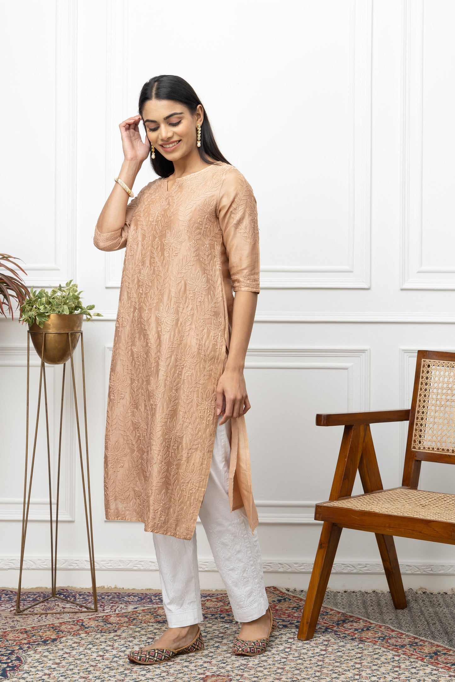 Brownish Lotus Kurti