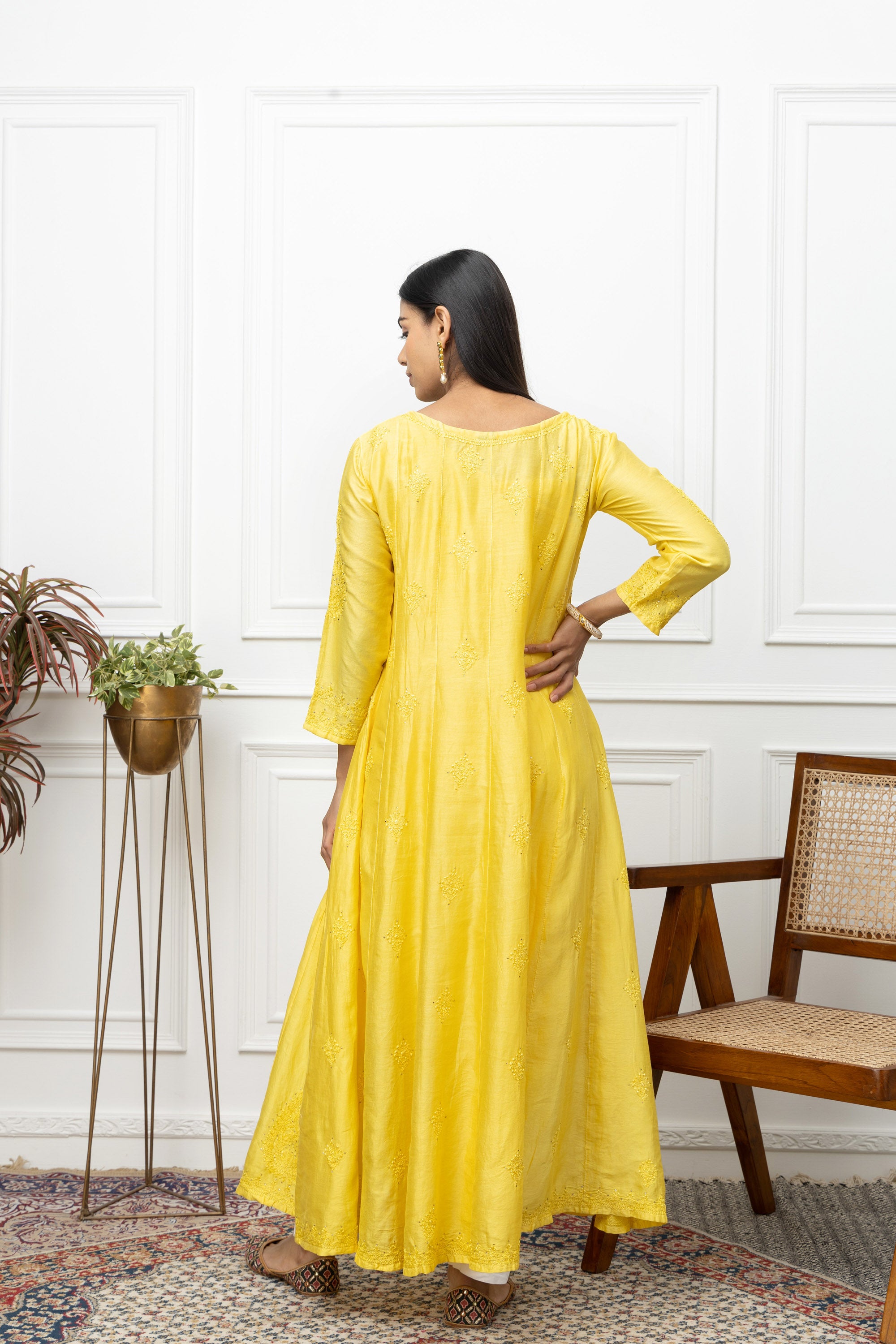 Yellow Chanderi Silk Anarkali – Grace in Every Twirl