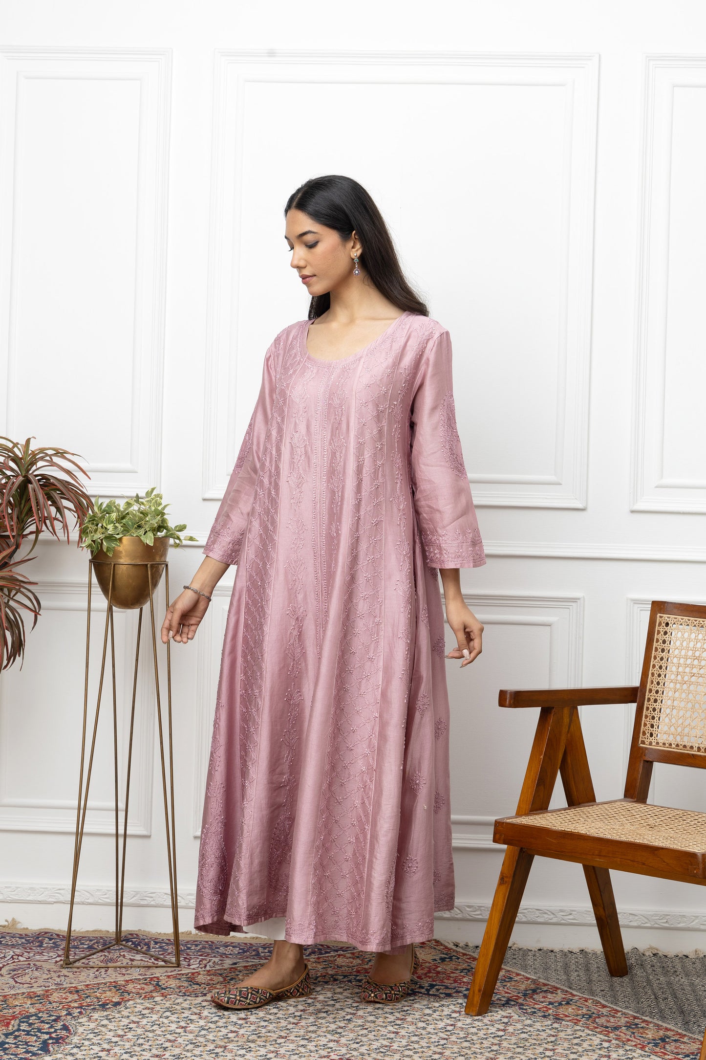 Chanderi Peach Anarkali