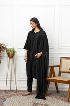 Black Silk Chanderi Full Suit – Timeless Elegance & Sophisticated Grace | House of Nandini