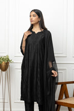 Black Silk Chanderi Full Suit – Timeless Elegance & Sophisticated Grace | House of Nandini