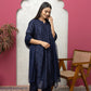 Silk Chanderi Navy Blue Full Set