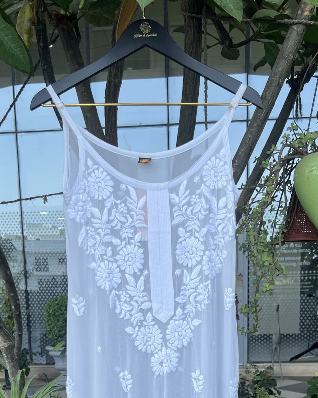 Sleeveless Georgette Chikankari Kurti | Strap Kurti Collection Gurgaon