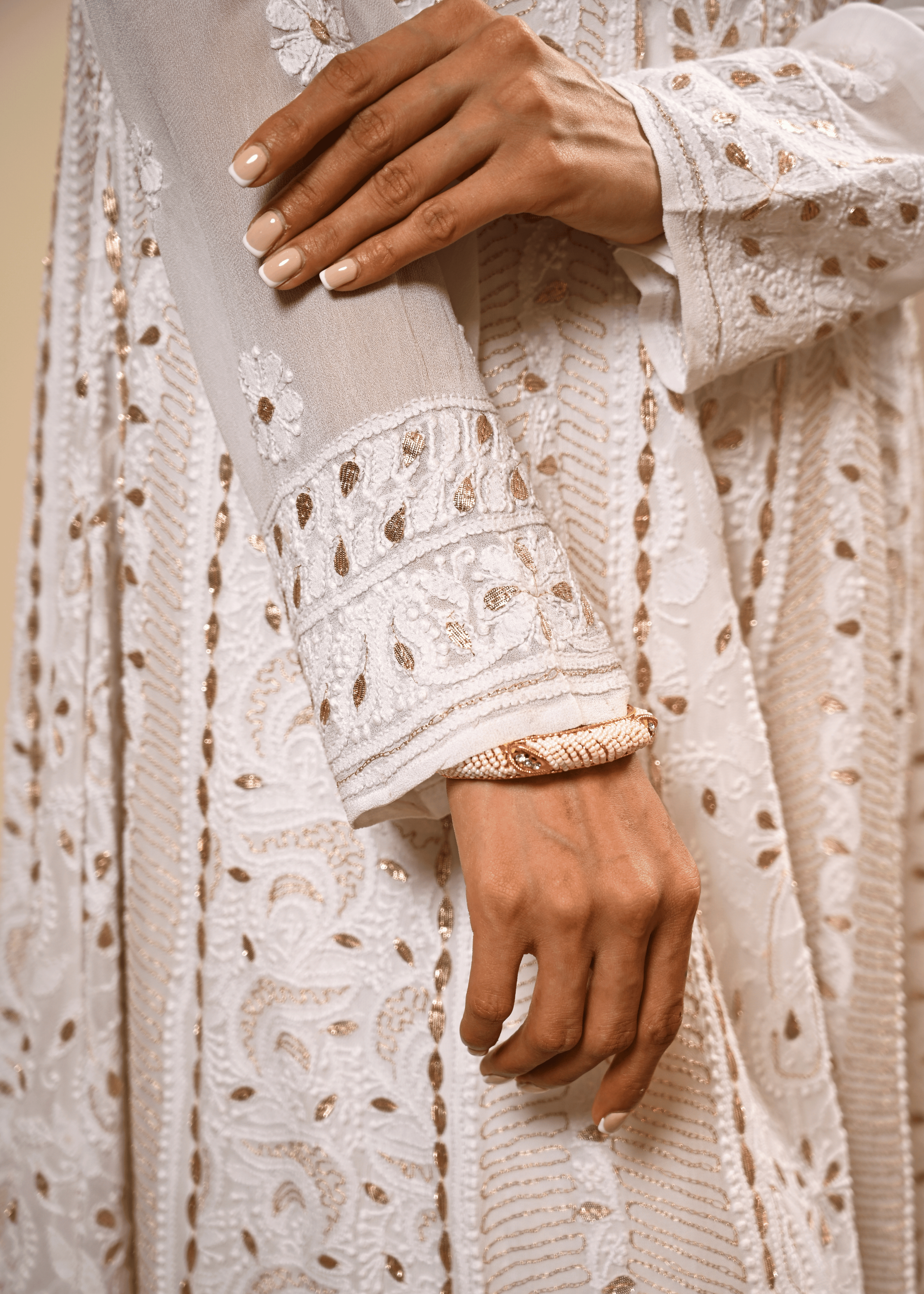 White Chikankari Georgette Anarkali Set