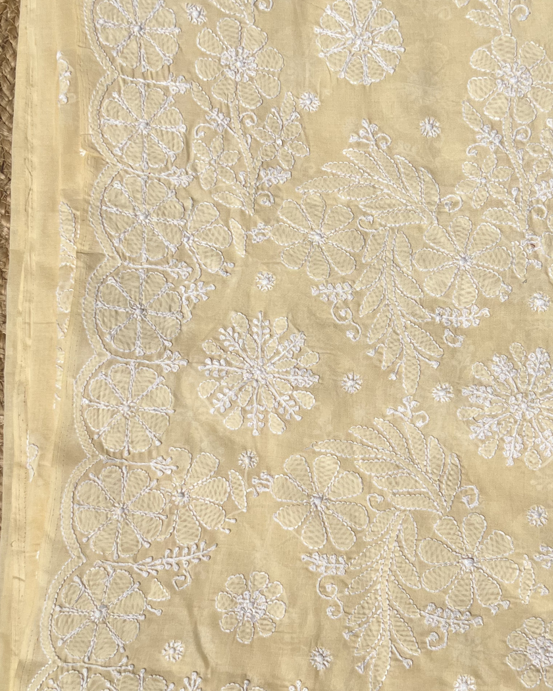 Beige Handcrafted Lucknow Chikankari Saree with Elegant White Embroidery | Premium Ethnic Wear Saree