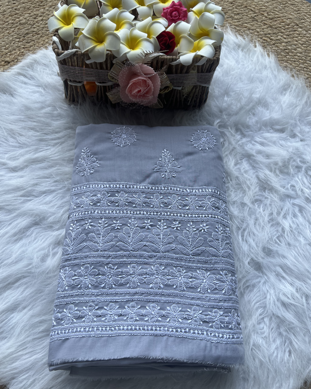 Cotton Chikankari Unstitched Suit | Lucknow Chikankari Gurgaon