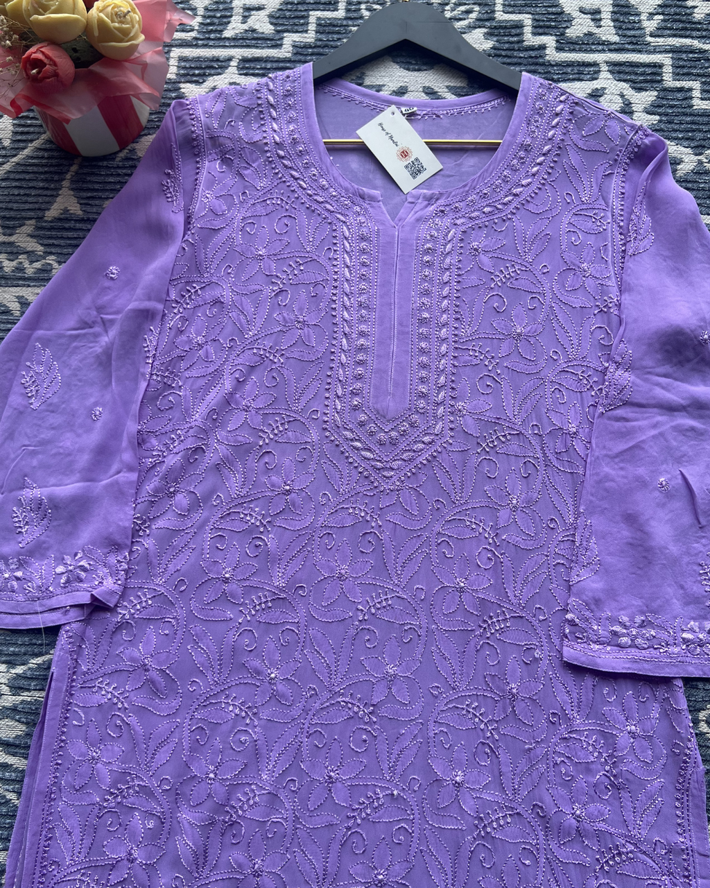 Premium Purple  Chikankari Kurti | Timeless Elegance & Comfort ✨