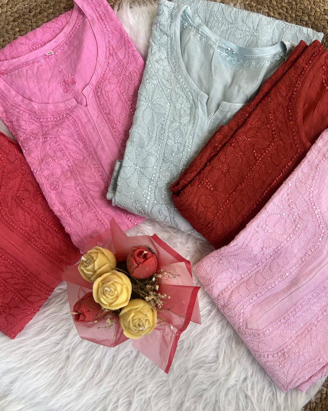 Muslin Chikankari Long Kurti  Full Sleeves | Lucknowi Elegance