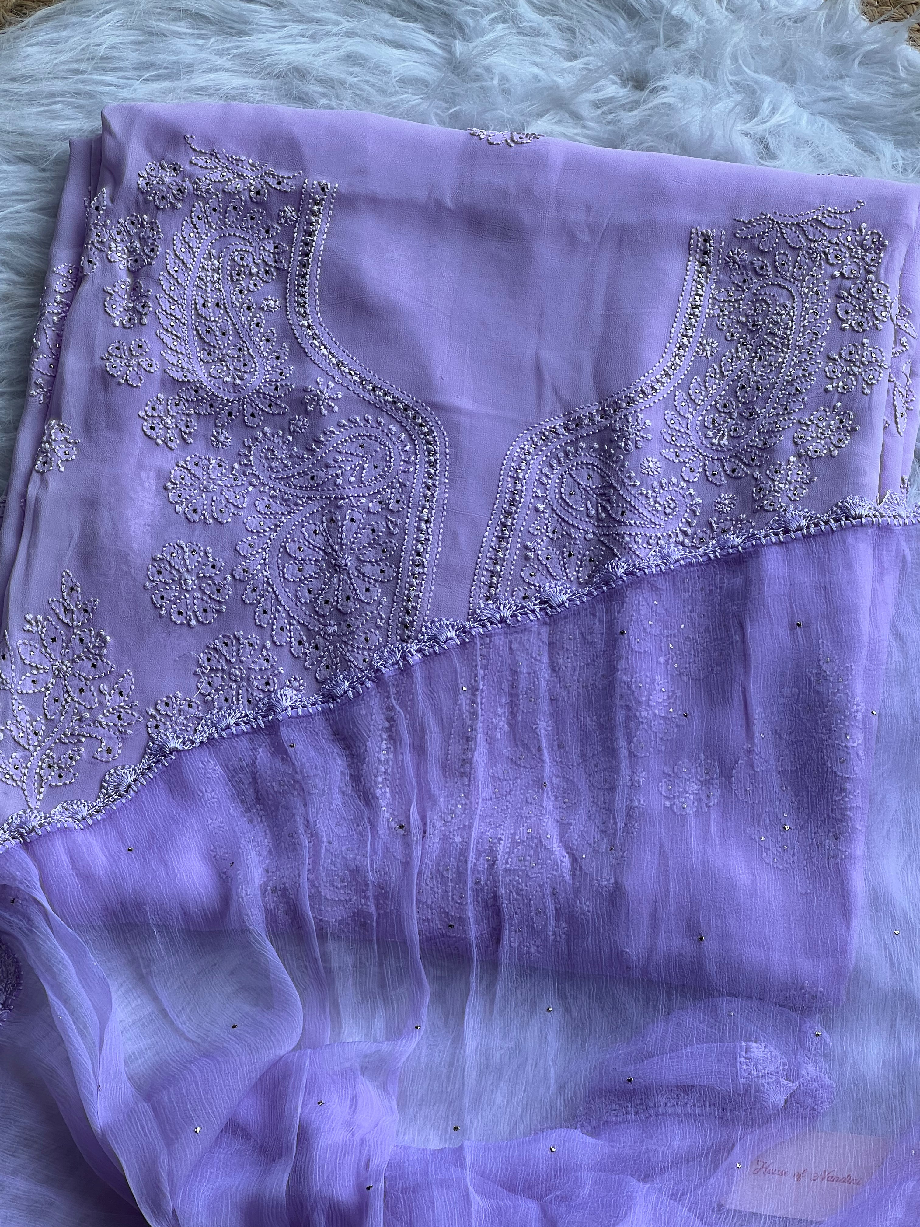 Pastel Cotton Chikankari Unstitched Suit – Handcrafted Lucknowi Embroidery