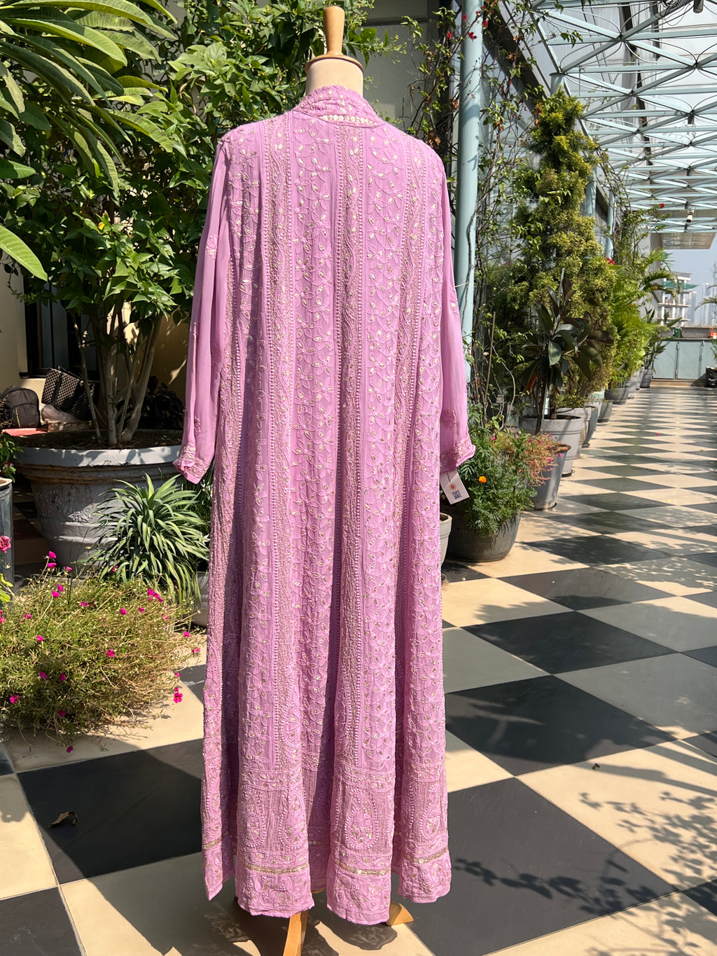 Lilac Stitched Straight Anarkali