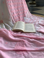 Soft Pink Chikankari Embroidered Bedsheet Set