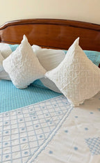 Elegant Blue Chikankari Embroidered Bedsheet