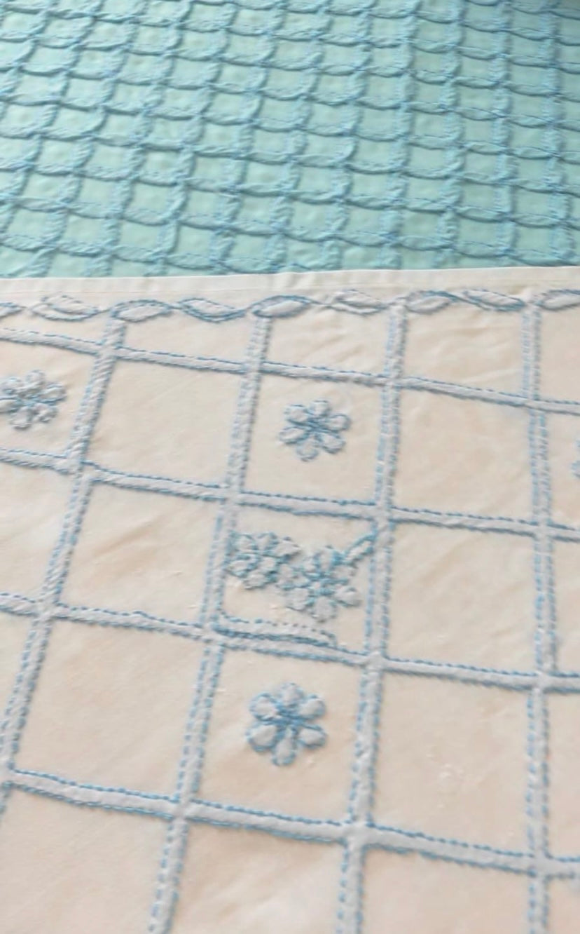 Elegant Blue Chikankari Embroidered Bedsheet