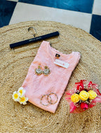 Peach Tone-on-Tone Chikankari Stitched Short Kurti (Size 42) – Elegant Handcrafted Ethnic Wear