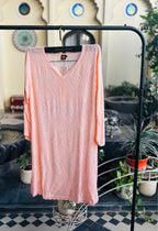 Peach Tone-on-Tone Chikankari Stitched Short Kurti (Size 42) – Elegant Handcrafted Ethnic Wear