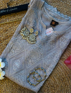 Peach Tone-on-Tone Chikankari Stitched Short Kurti (Size 42) – Elegant Handcrafted Ethnic Wear