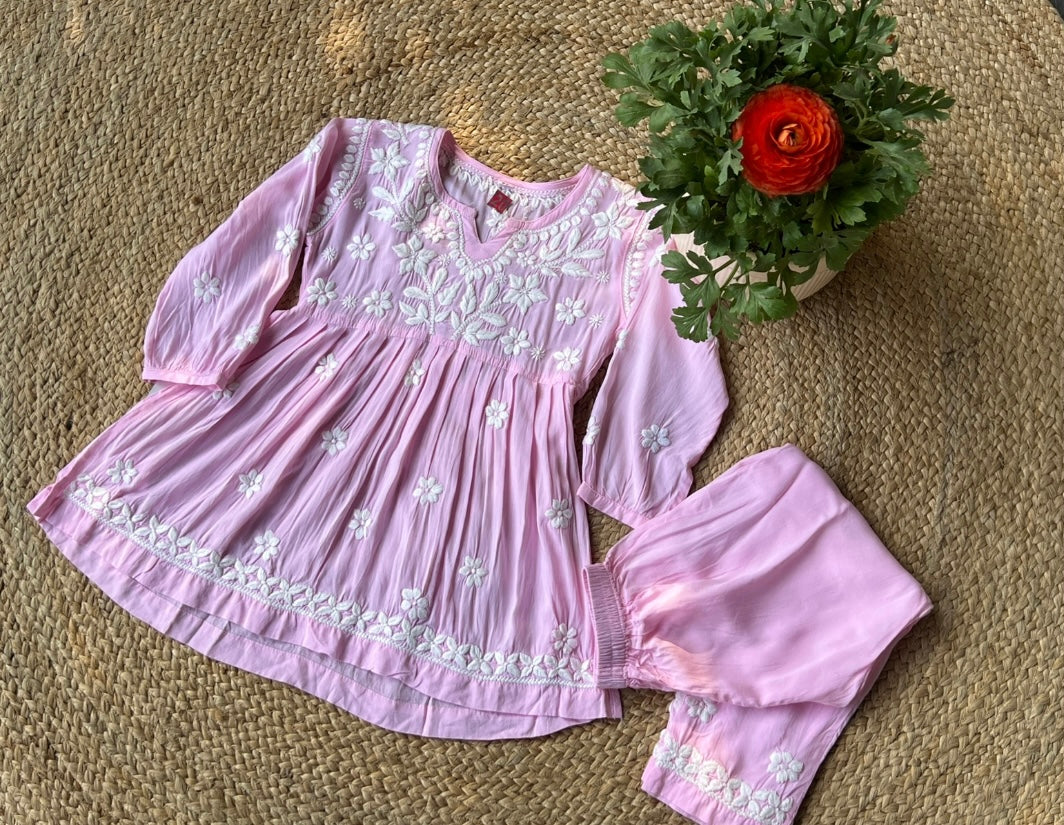 Pink Stitched Kurti Palazzo Set for Girls (4–5 Years) – Cute, Comfortable & Festive Ethnic Wear