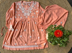 Peach Stitched Kurti Palazzo Set for Girls (8–9 Years) – Soft, Comfortable & Festive Ready Ethnic Wear