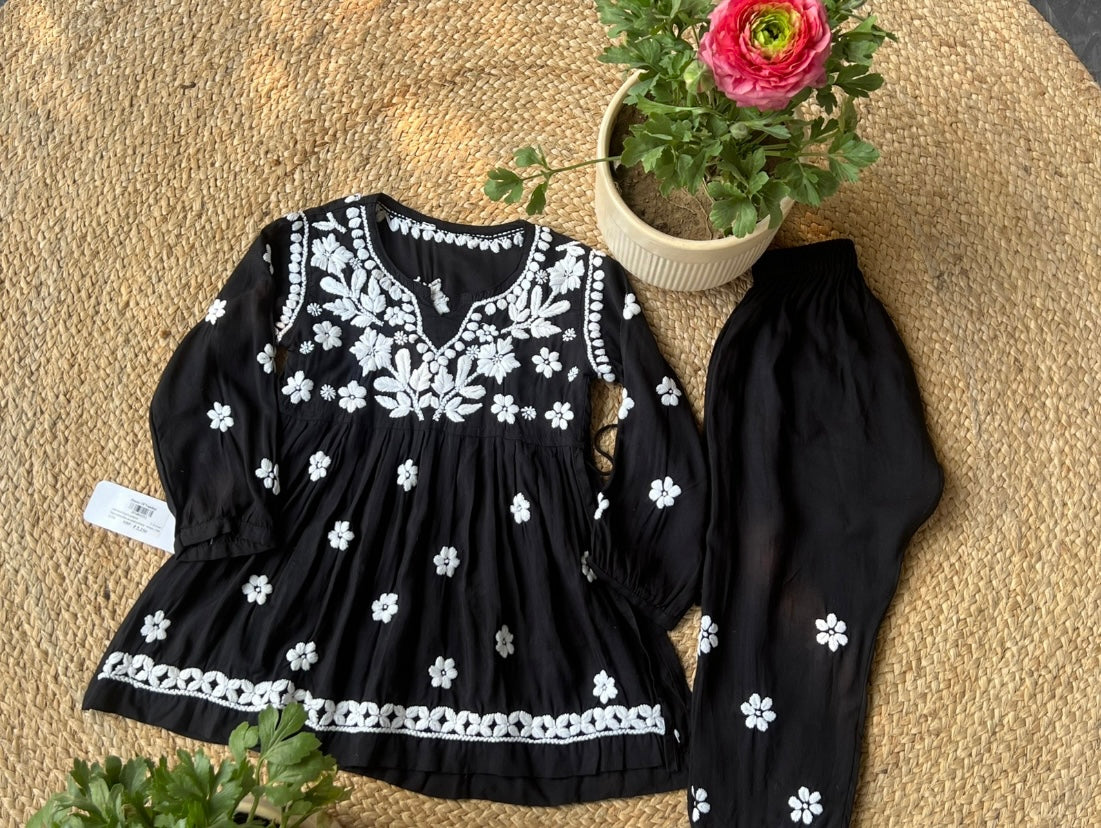 Black Stitched Kurti Palazzo Set for Girls (2–3 Years) – Elegant, Comfortable & Festive Ethnic Wear