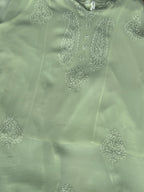 Lime Green Embroidered Kaftan Set with Pant & Slip